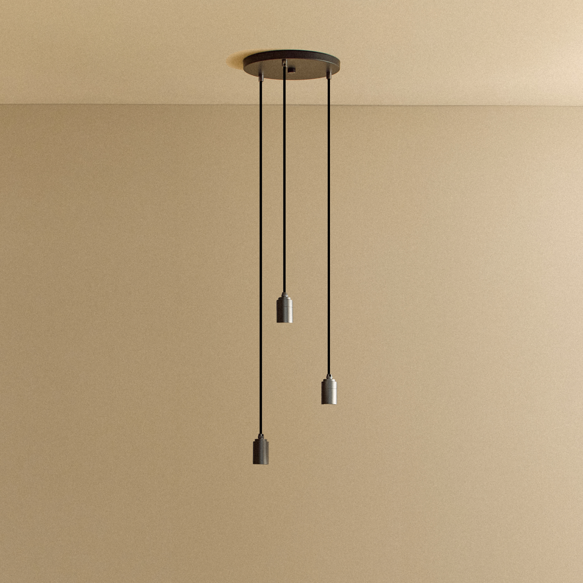 Triple Pendant in Graphite | Small Circular Canopy | Fixtures