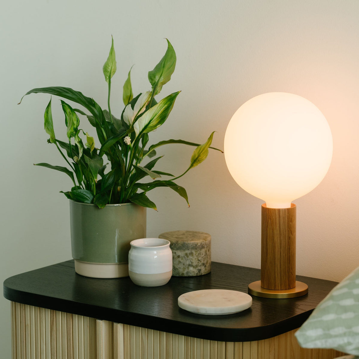 Knuckle Table Lamp in Walnut Sphere IV E26 Dimmable Table Lamps Tala Tala US