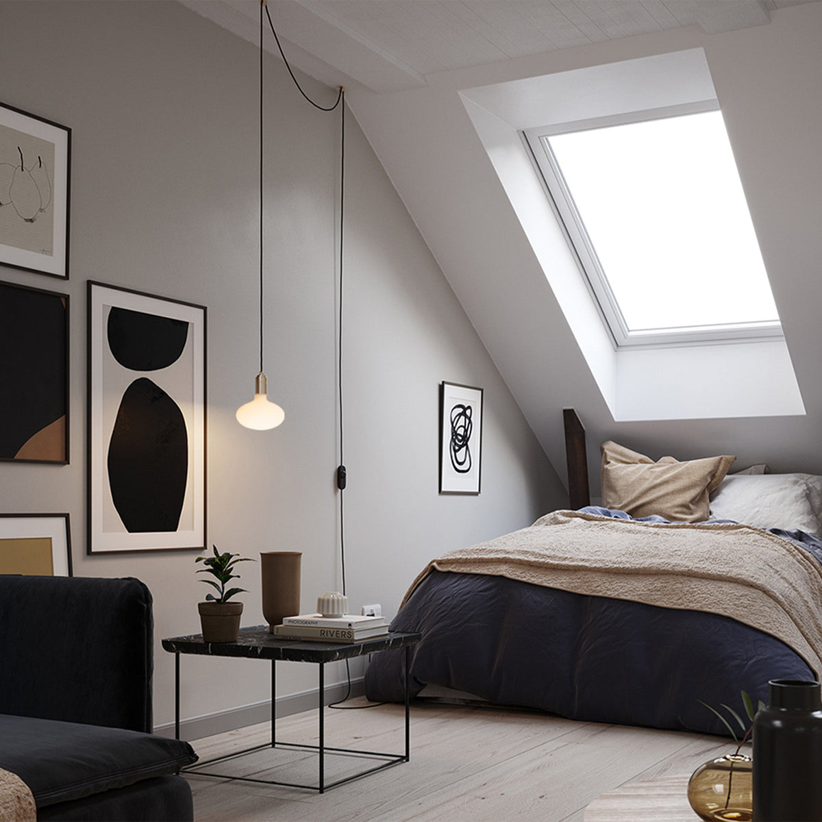 Oval Dim-to-Warm Plug-in Pendant Light in Graphite | Pendant Lights ...