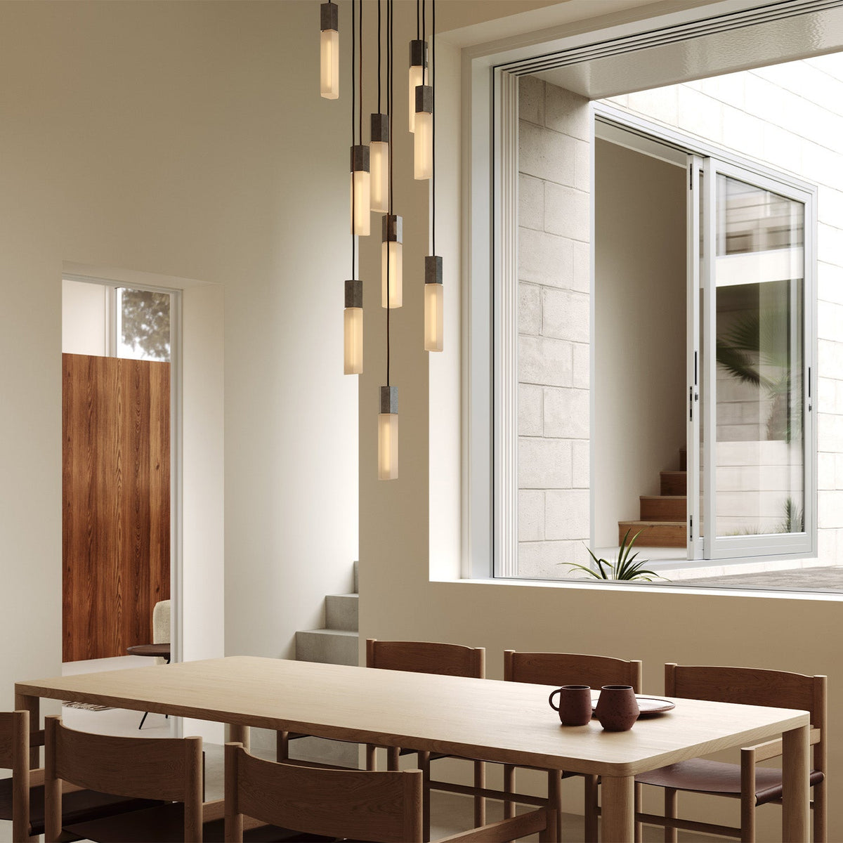 Basalt Nine Pendant in Stainless Steel | Designer LED Lighting ...