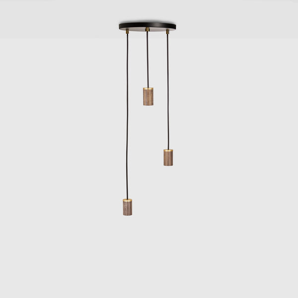 Triple Pendant in Walnut Small Circular Canopy Fixtures Tala Tala US