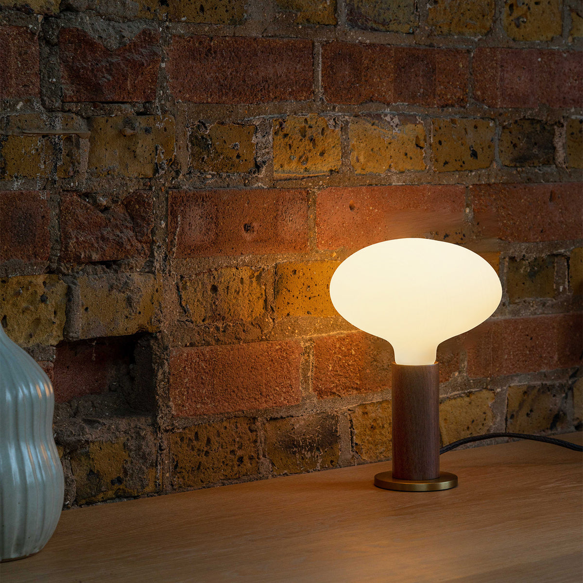 Knuckle Table Lamp in Walnut + Oval Dim-to-Warm | E26 Dimmable | Table ...