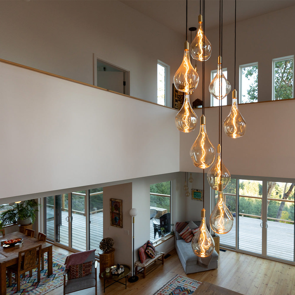 Lifestyle photo of Tala Voronoi nine pendant, one of our best-selling pendants.