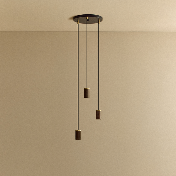 Triple Pendant in Walnut | Small Circular Canopy | Fixtures | Tala