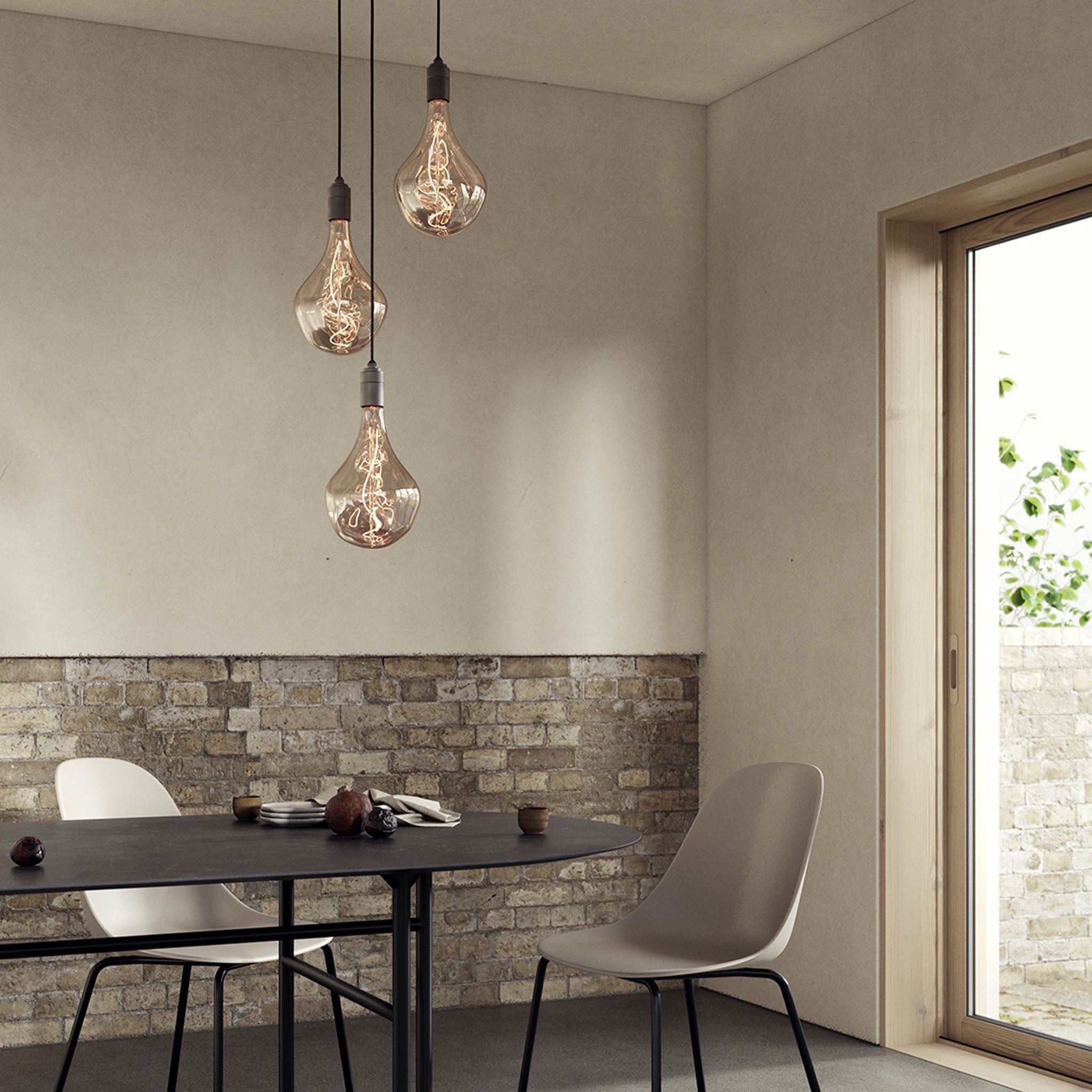 Triple Pendant in Graphite | Small Circular Canopy | Fixtures