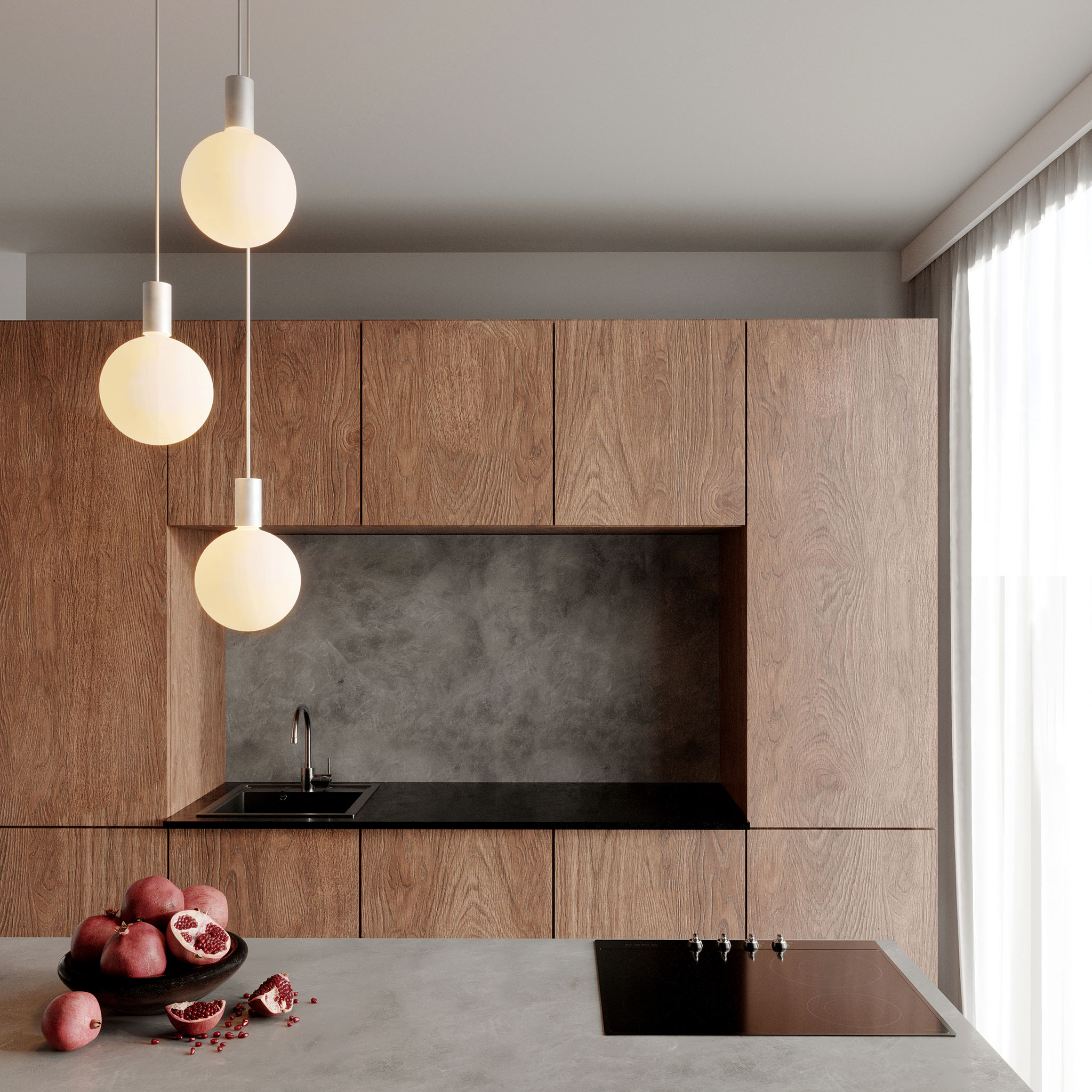 Alumina Triple Pendant Sphere V Chalk Finish Ceiling Lights Tala Tala US